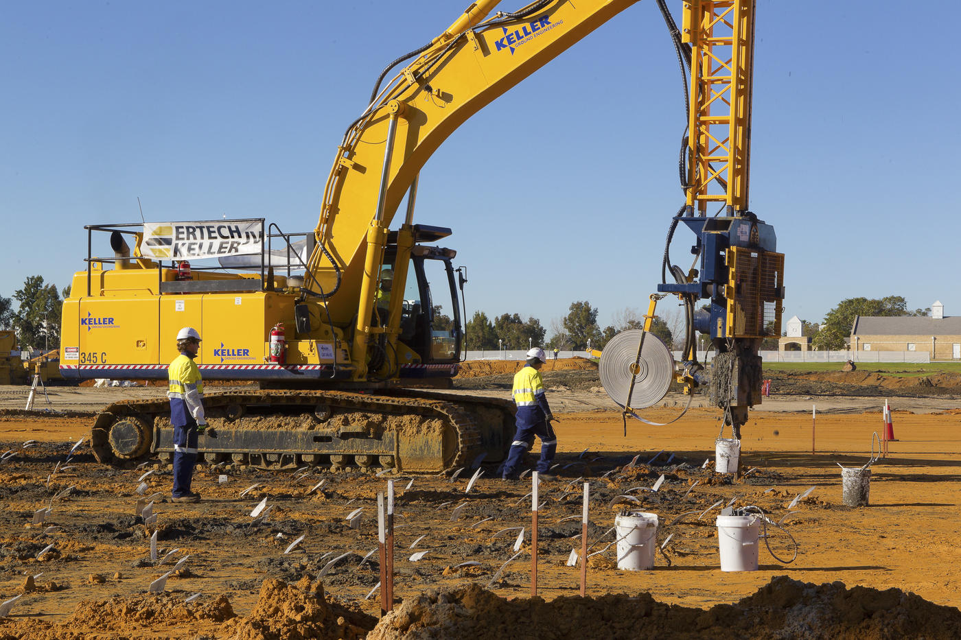 Photo of wick drains from Perth Stadium