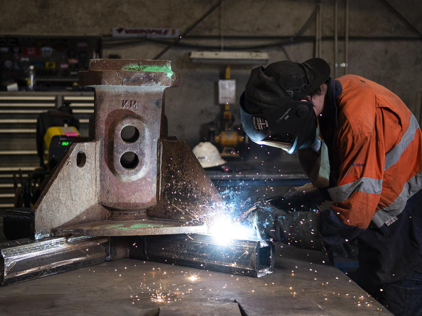 Working photo of Dylan welding