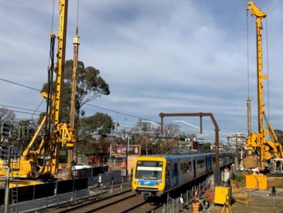 Large diameter bored monopiles for infrastructure rail project